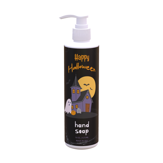 Halloween Hand Soap – Haunted House & Cobwebs | Fresh Green Tea & Lemon Scent |  16 oz Pump | Spooky Bathroom Decor | Paraben-Free, Made in USA